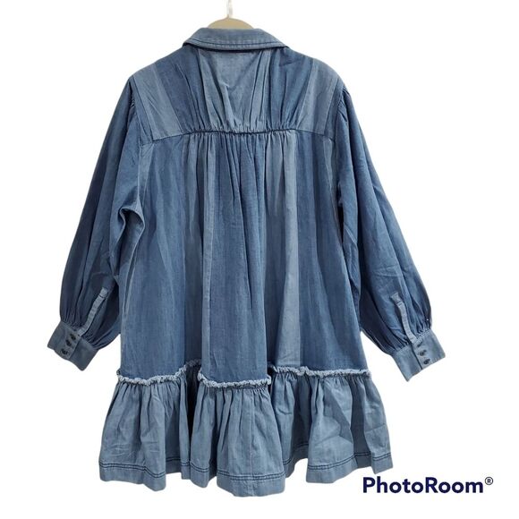 FREE PEOPLE Sun Burst Denim Mini‎ Dress Size XSMALL - Picture 5 of 16